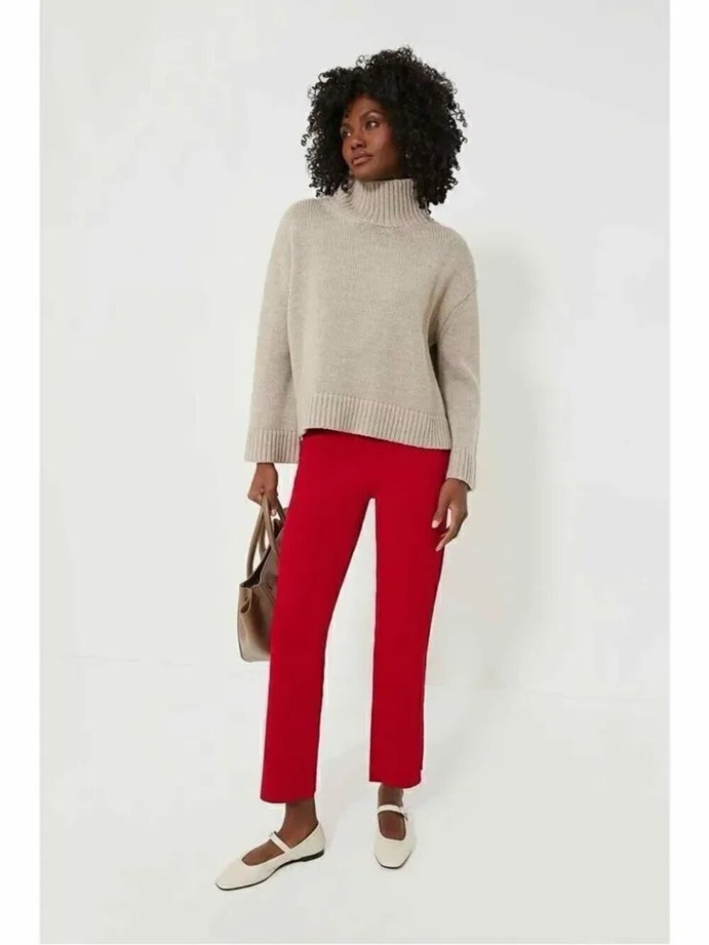 Tuckernuck Ashford Ponte Cropped Flare Pants Red Size M